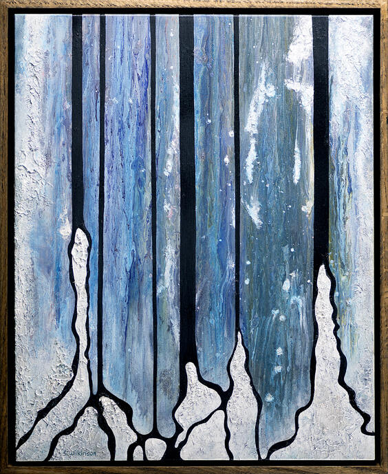 Water Falls, Acrylics and compound on Canvas, framed